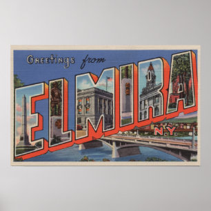 Elmira, New York - große Buchstabe-Szenen Poster
