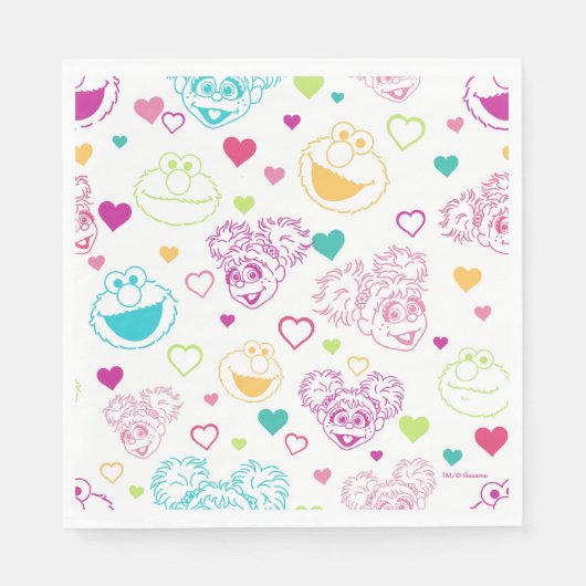 Elmo & Abby Cadabby Valentine Hearts Muster Serviette (Vorderseite)