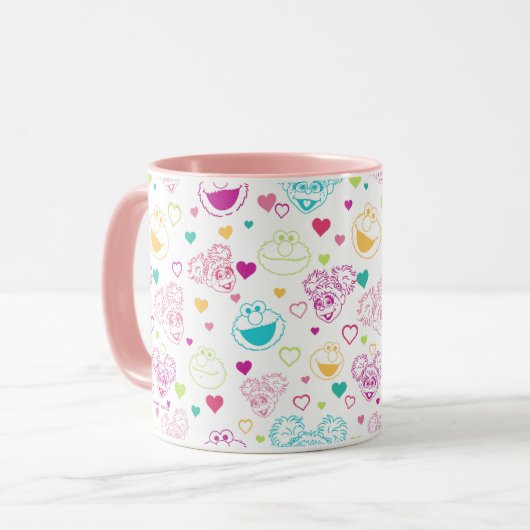 Elmo & Abby Cadabby Valentine Hearts Muster Tasse (Vorderseite Links)