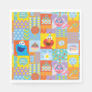 Elmo, Abby und Cookie Monster Geburtstagsmuster Serviette