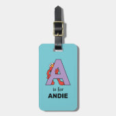 Elmo Alphabet | A Lila Gepäckanhänger (Vorderseite vertikal)