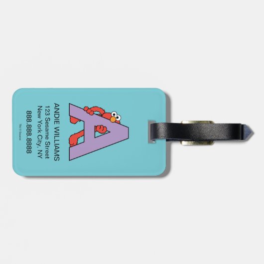 Elmo Alphabet | A Lila Gepäckanhänger (Rückseite horizontal)