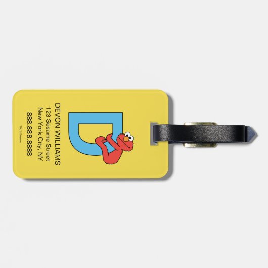 Elmo Alphabet | D Blau Gepäckanhänger (Rückseite horizontal)