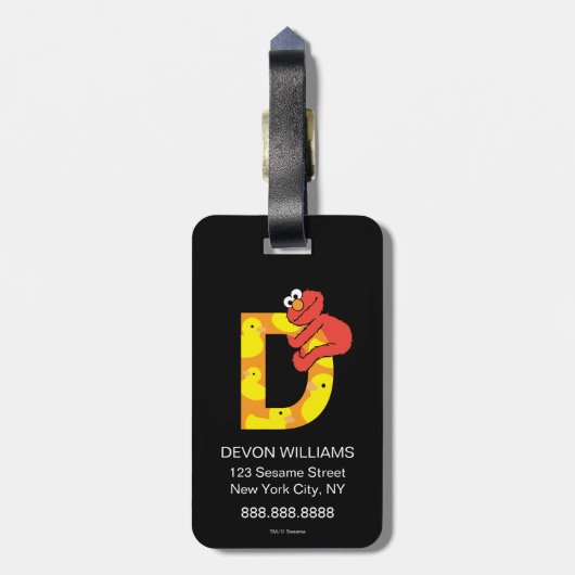 Elmo Alphabet | D Duck Gepäckanhänger (Rückseite vertikal)