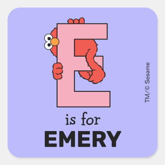 Elmo Alphabet | E Pink Quadratischer Aufkleber (Vorderseite)