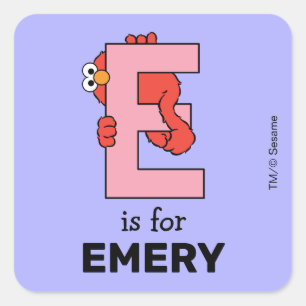 Elmo Alphabet   E Rosa Quadratischer Aufkleber
