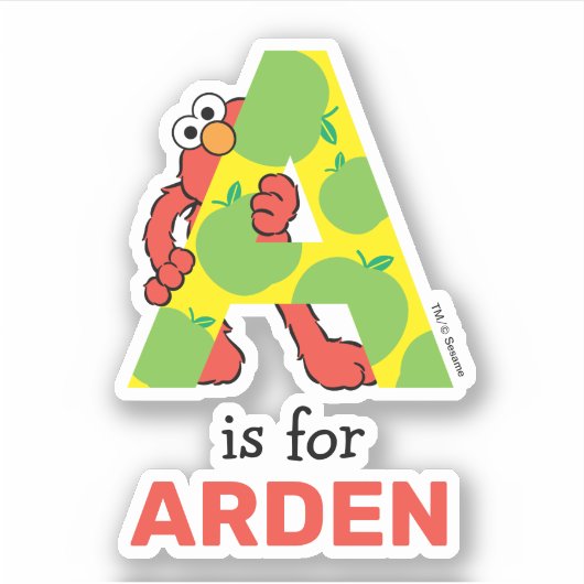 Elmo Alphabet | Ein Apfel Aufkleber (Vorderseite)