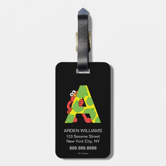 Elmo Alphabet | Ein Apfel Gepäckanhänger (Rückseite vertikal)