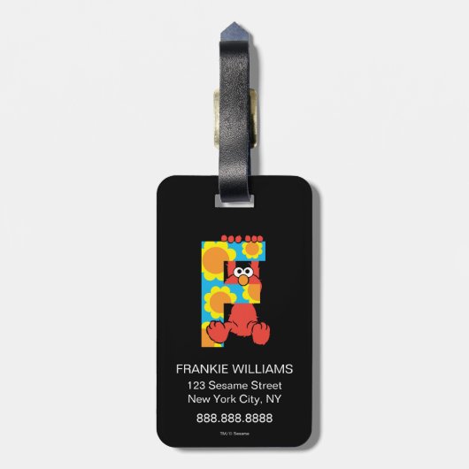 Elmo Alphabet | F Blume Gepäckanhänger (Rückseite vertikal)