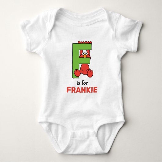 Elmo Alphabet | F Green Baby Strampler (Vorderseite)