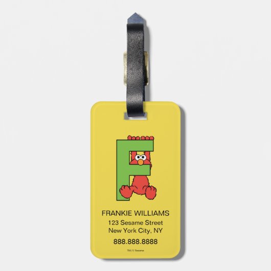 Elmo Alphabet | F Green Gepäckanhänger (Rückseite vertikal)