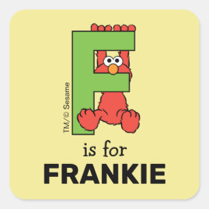 Elmo Alphabet   F Grün Quadratischer Aufkleber