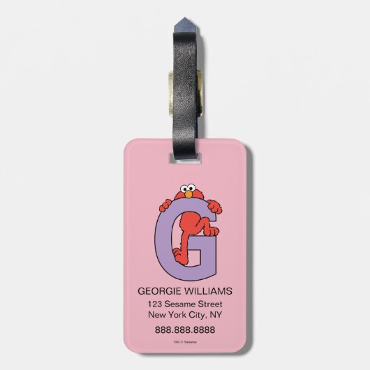 Elmo Alphabet | G Lila Gepäckanhänger (Rückseite vertikal)