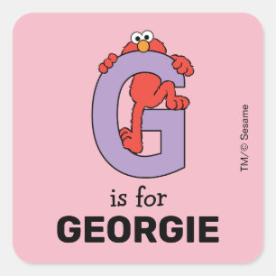 Elmo Alphabet G LILA Quadratischer Aufkleber
