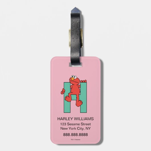 Elmo Alphabet | H Green Gepäckanhänger (Rückseite vertikal)