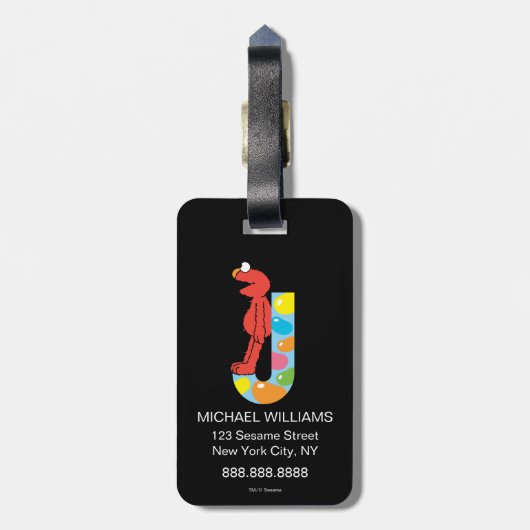 Elmo Alphabet | J Jelly Bean Gepäckanhänger (Rückseite vertikal)