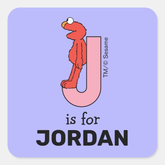 Elmo Alphabet | J Pink Quadratischer Aufkleber (Vorderseite)