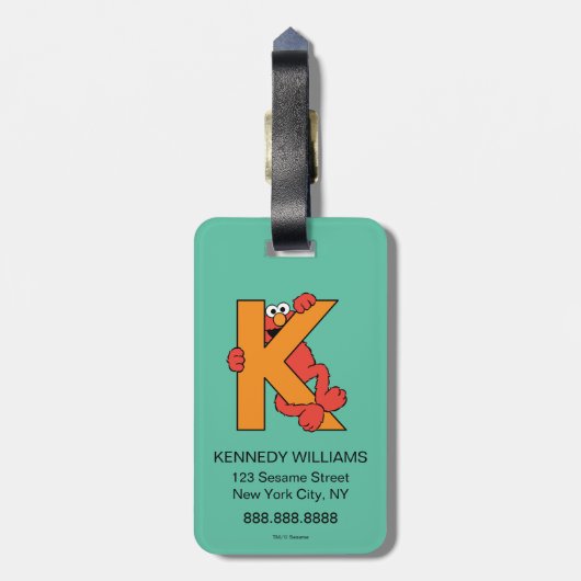 Elmo Alphabet | K Orange Gepäckanhänger (Rückseite vertikal)