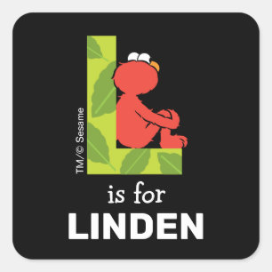 Elmo Alphabet   L Leaf Quadratischer Aufkleber