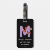 Elmo Alphabet | M LILA Gepäckanhänger (Rückseite vertikal)