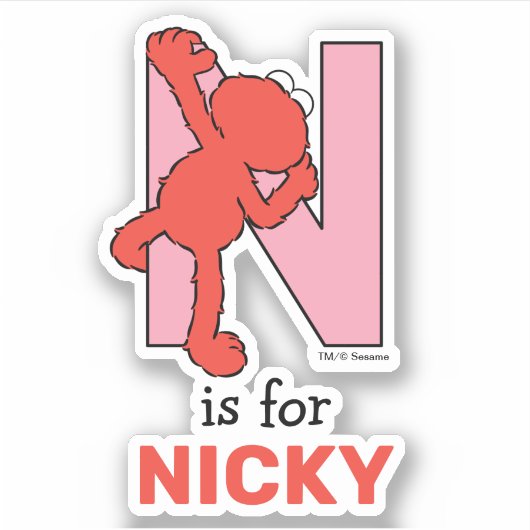 Elmo Alphabet | N Rosa Aufkleber (Vorderseite)