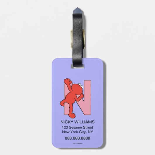 Elmo Alphabet | N Rosa Gepäckanhänger (Rückseite vertikal)