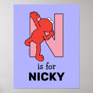 Elmo Alphabet N Rosa Poster