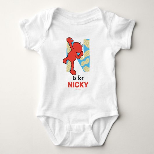Elmo Alphabet | N Schalenfrüchte Baby Strampler (Vorderseite)