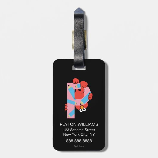 Elmo Alphabet | P Bleistift Gepäckanhänger (Rückseite vertikal)