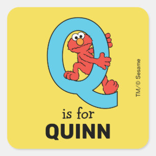 Elmo Alphabet   Q Blau Quadratischer Aufkleber