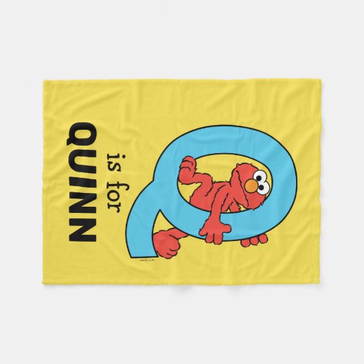 Elmo Alphabet | Q Blue Fleecedecke (Vorderseite (Horizontal))