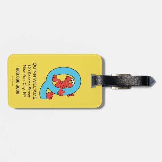 Elmo Alphabet | Q Blue Gepäckanhänger (Rückseite horizontal)