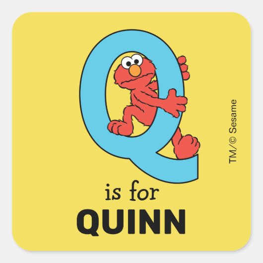 Elmo Alphabet | Q Blue Quadratischer Aufkleber (Vorderseite)