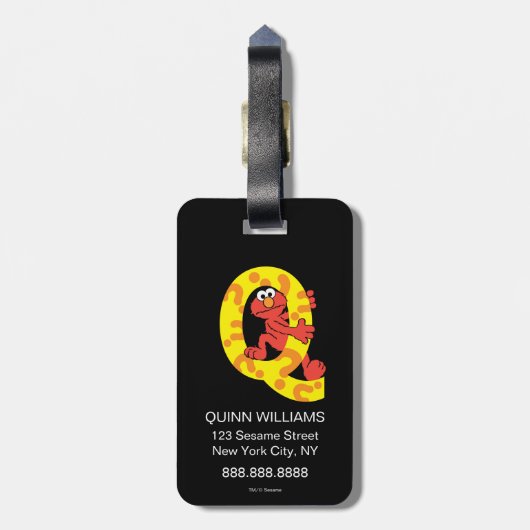 Elmo Alphabet | Q Question Mark Gepäckanhänger (Rückseite vertikal)