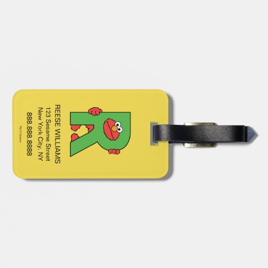 Elmo Alphabet | R Green Gepäckanhänger (Rückseite horizontal)