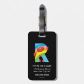 Elmo Alphabet | R Regenbogen Gepäckanhänger (Rückseite vertikal)