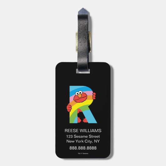 Elmo Alphabet | R Regenbogen Gepäckanhänger (Rückseite vertikal)