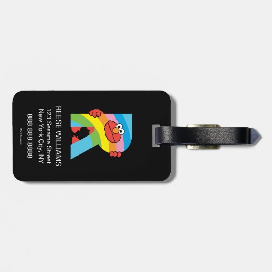 Elmo Alphabet | R Regenbogen Gepäckanhänger (Rückseite horizontal)