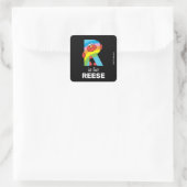 Elmo Alphabet | R Regenbogen Quadratischer Aufkleber (Tasche)