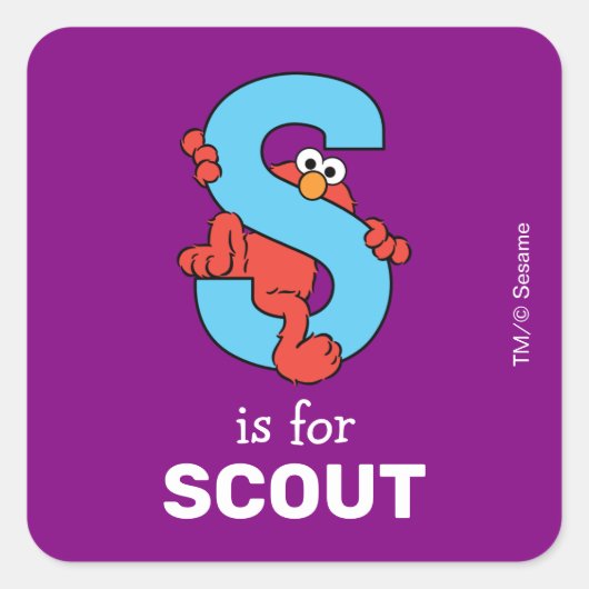 Elmo Alphabet | S Blue Quadratischer Aufkleber (Vorderseite)