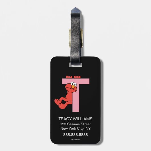 Elmo Alphabet | T Pink Gepäckanhänger (Rückseite vertikal)