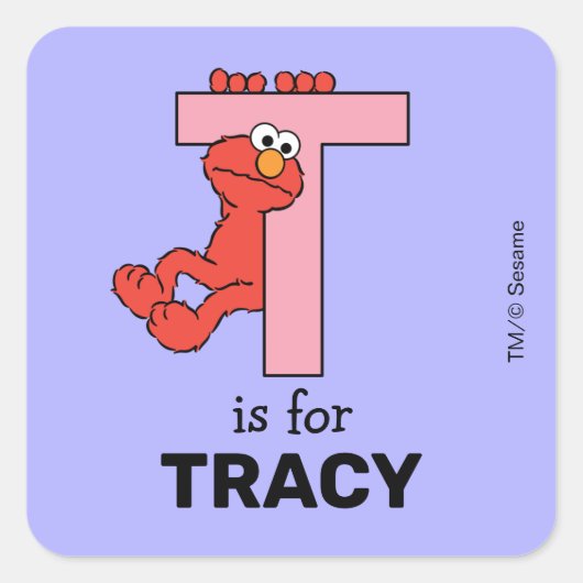 Elmo Alphabet | T Pink Quadratischer Aufkleber (Vorderseite)