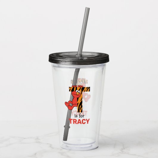 Elmo Alphabet | T Tiger Acryltrinkbecher (Rückseite)