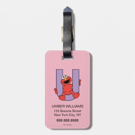 Elmo Alphabet | U Lila Gepäckanhänger (Rückseite vertikal)