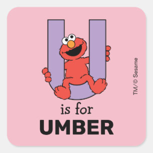 Elmo Alphabet U LILA Quadratischer Aufkleber