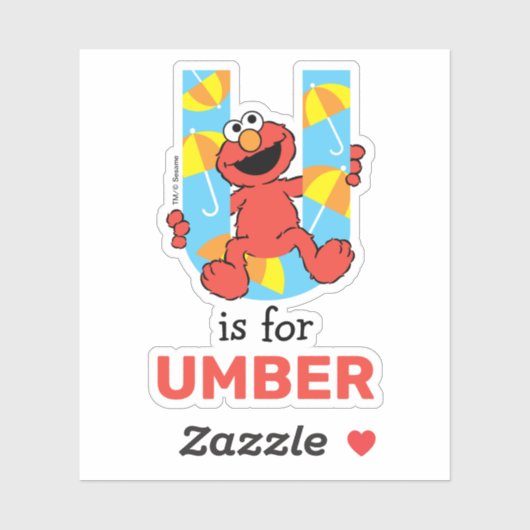 Elmo Alphabet | U Umbrella Aufkleber (Blatt)