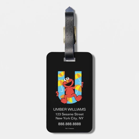 Elmo Alphabet | U Umbrella Gepäckanhänger (Rückseite vertikal)
