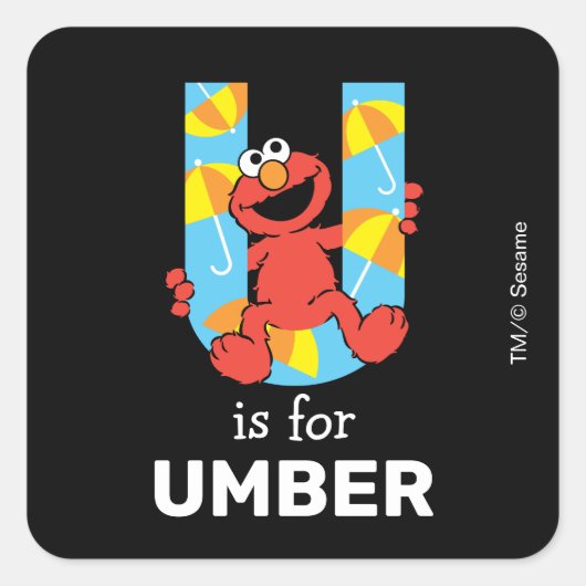 Elmo Alphabet | U Umbrella Quadratischer Aufkleber (Vorderseite)