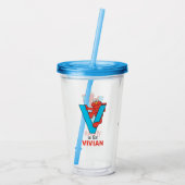 Elmo Alphabet | V Blau Acryltrinkbecher (Rückseite)