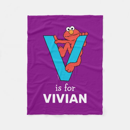 Elmo Alphabet | V Blau Fleecedecke (Vorderseite)